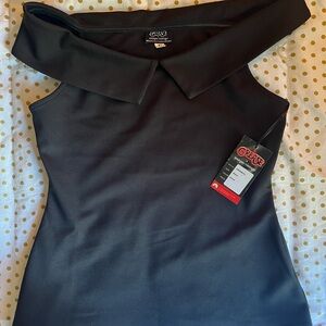 Unique Vintage Black Off-Shoulder Folded Collar Dress